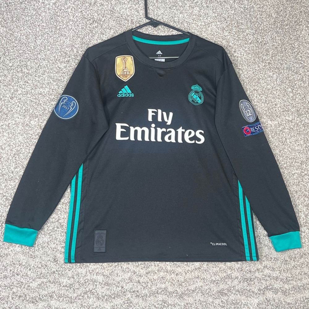 Real Madrid Soccer Adidas Jersey Ronaldo Mens Medium Black Long Sleeve